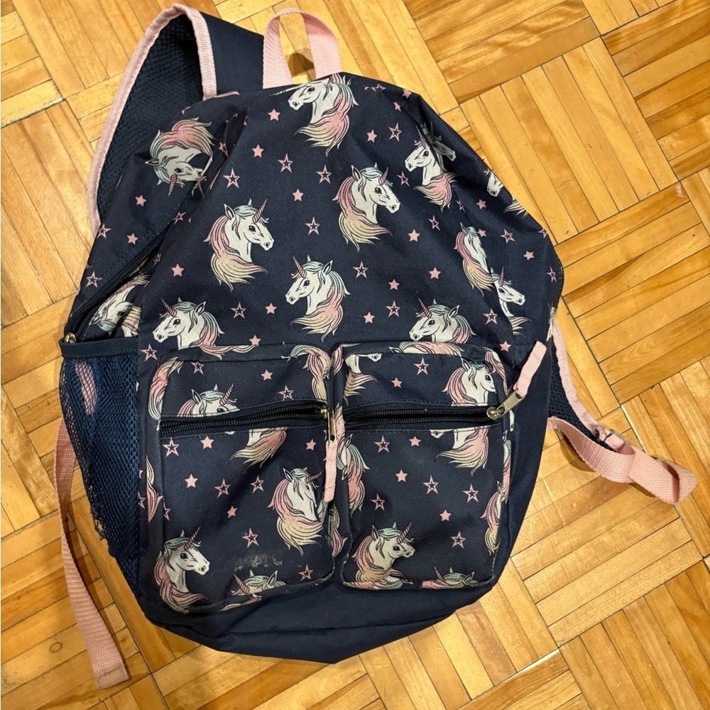 3-15$ Unicorn Print Backpack with Pink Accents